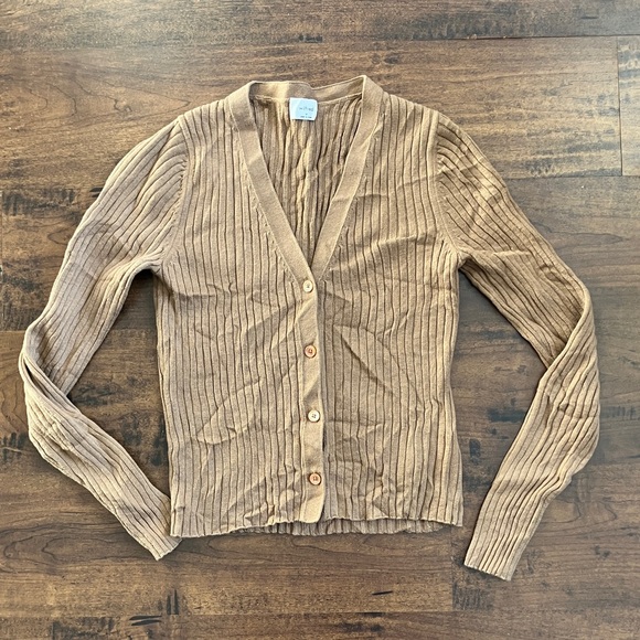 Aritzia Wilfred Manila wool cardigan size medium minimalist V-neck - Picture 2 of 6